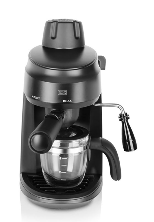 Black + Decker Bxcm0401In 870W 4-Cup Espresso & Cappuccino Coffee Maker with Frothing Function | Detachable Drip Tray for Easy Cleaning | 2-Year Warranty -(Black) - Image 2